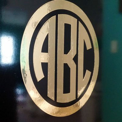 Custom Gold Chrome Circle Monogram Die Cut Decal Sticker