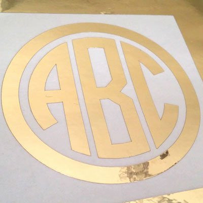 Custom Gold Chrome Circle Monogram Die Cut Decal Sticker
