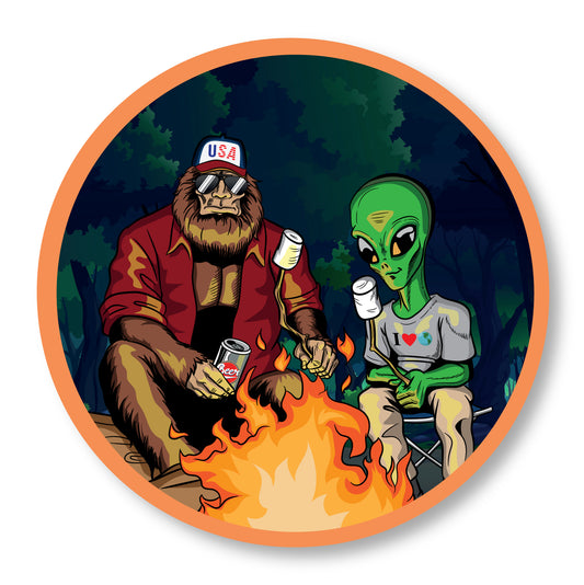 Alien and Bigfoot Bros Funny Decal (2 Pack) (5" and 3")