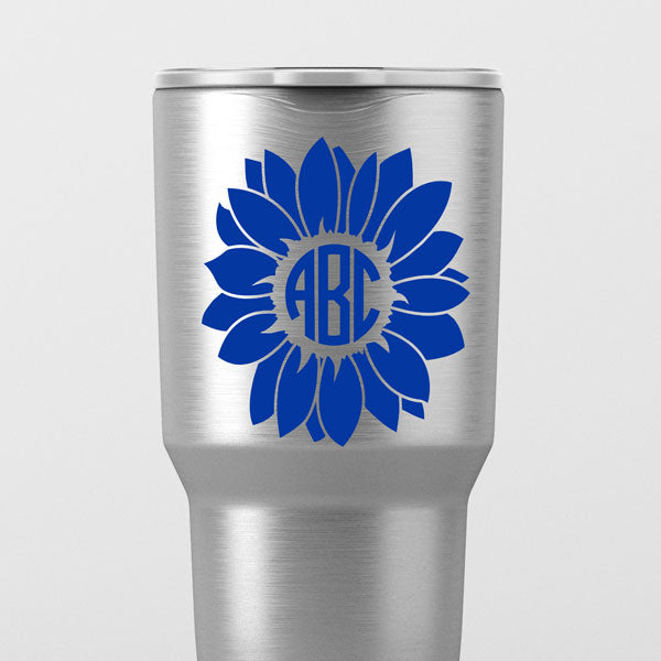Custom Flower Circle Monogram Die Cut Decal Sticker