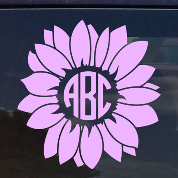 Custom Flower Circle Monogram Die Cut Decal Sticker