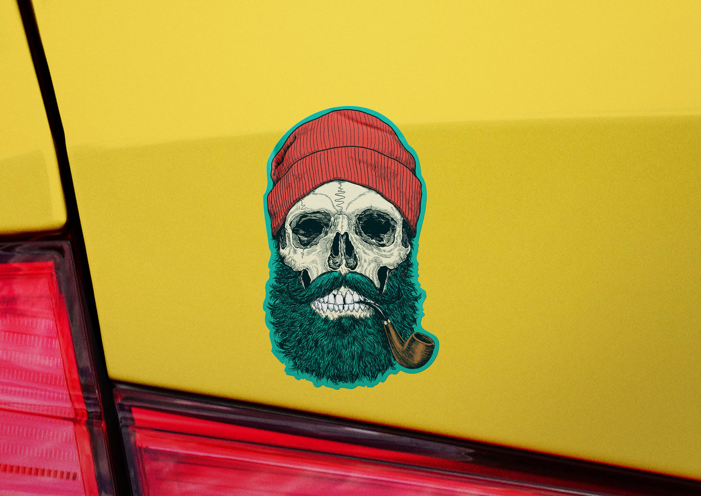 Hipster Beard Skull Decals (2 Pack) (5" and 3")