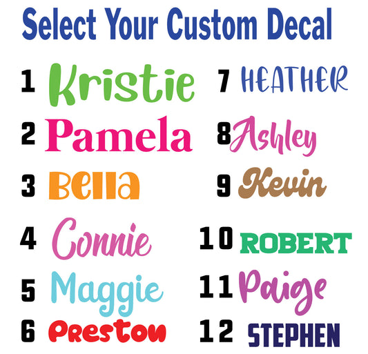 Personalized Custom Font Name Decal Sticker Compatible with Tumbler Cups, Laptop, Phones, RV, Boats, Helmets, Hardhats, Notebooks, and Vehicles (Glitter Colors Available)