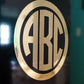 Custom Gold Chrome Circle Monogram Die Cut Decal Sticker