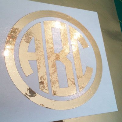 Custom Gold Chrome Circle Monogram Die Cut Decal Sticker
