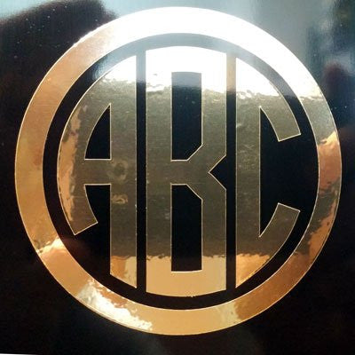 Custom Gold Chrome Circle Monogram Die Cut Decal Sticker