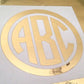 Custom Gold Chrome Circle Monogram Die Cut Decal Sticker