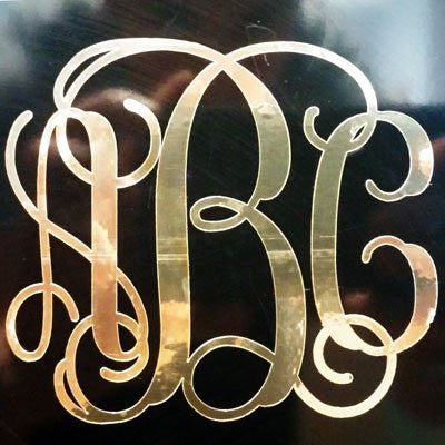 Custom Gold Chrome Vine Monogram Die Cut Decal Sticker