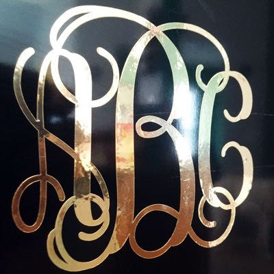 Custom Gold Chrome Vine Monogram Die Cut Decal Sticker