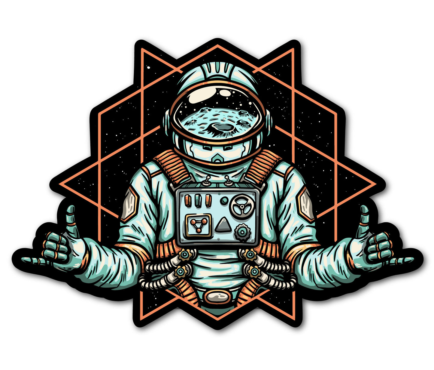 Geometric Hang Loose Astronaut Decal (2 Pack) (3"x4" and 5"x7")