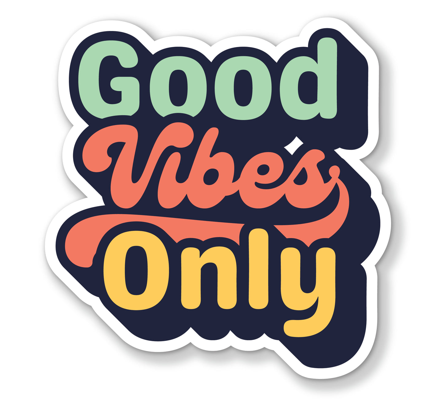 Vintage Style Good Vibes Only Decals (2 Pack) (5" and 3")