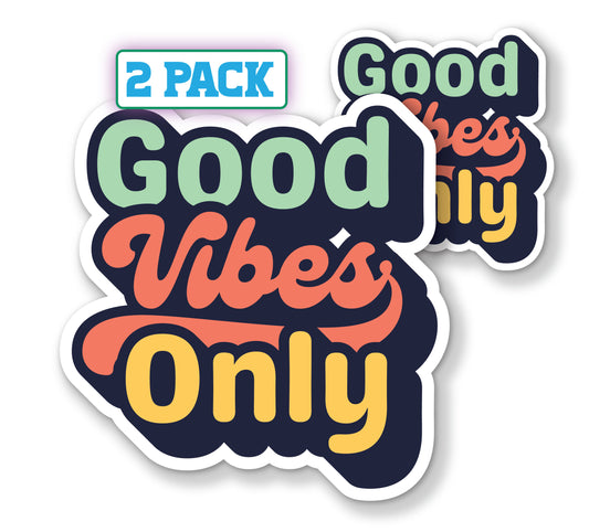 Vintage Style Good Vibes Only Decals (2 Pack) (5" and 3")