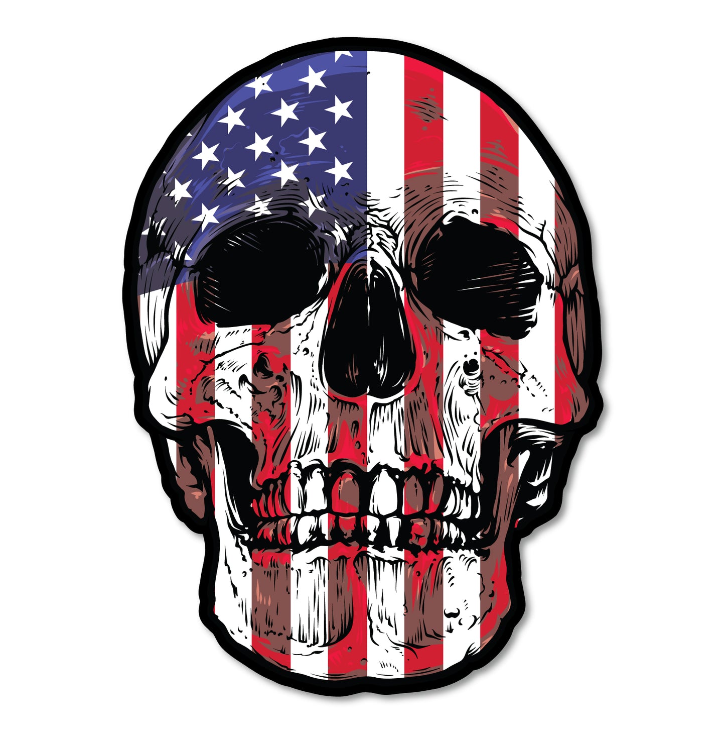 American Flag Skull Decal (Two Pack) (5" and 3")