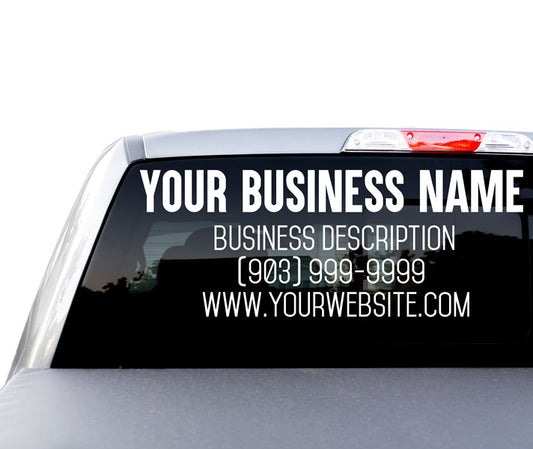 Custom Large Rear Windshield Business Advertisement Decal