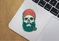 Hipster Beard Skull Decals (2 Pack) (5" and 3")