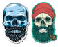 Hipster Beard Skull Decals (2 Pack) (5" and 3")