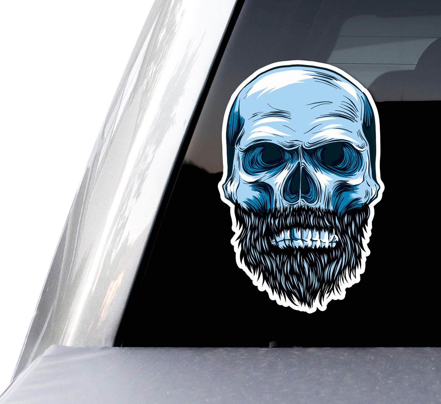 Hipster Beard Skull Decals (2 Pack) (5" and 3")