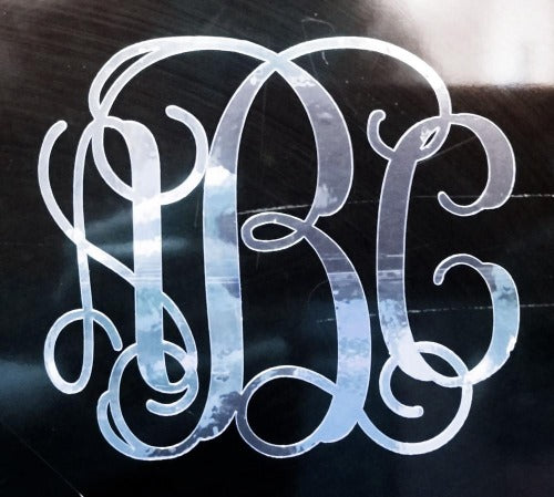 Custom Silver Chrome Vine Monogram Die Cut Decal Sticker