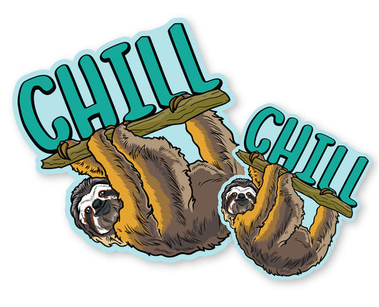 Sloth Chill Decals (2 Pack) (5" and 3")