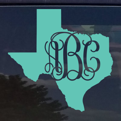Custom Texas Vine Monogram Die Cut Decal Sticker