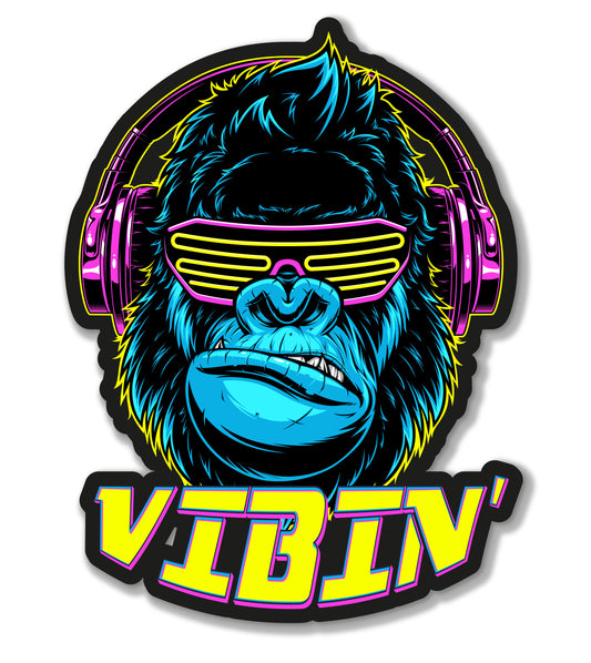 Vibin Gorilla Music Decals (2 Pack) (5" and 3")